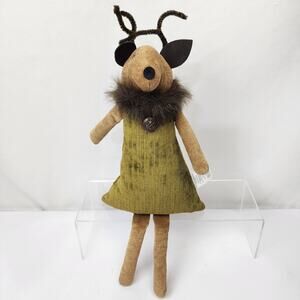 Woof & Poof 10" Reindeer Plush Decor 2015 Olive Green Brown Faux Fur Collar